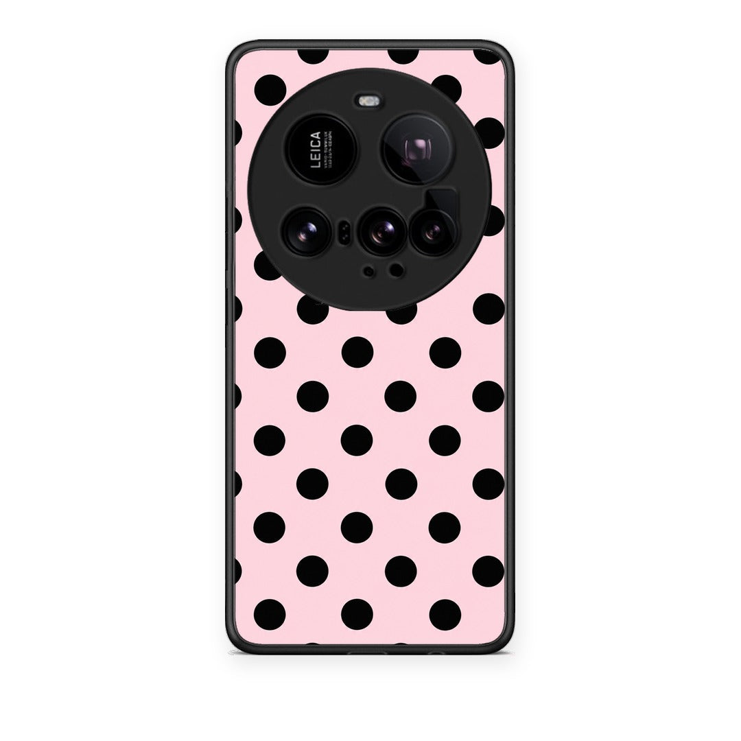 Θήκη Xiaomi 15 Ultra 5G Black Polka Dots on Pink από τη Smartfits με σχέδιο στο πίσω μέρος και μαύρο περίβλημα | Xiaomi 15 Ultra 5G Black Polka Dots on Pink case with colorful back and black bezels