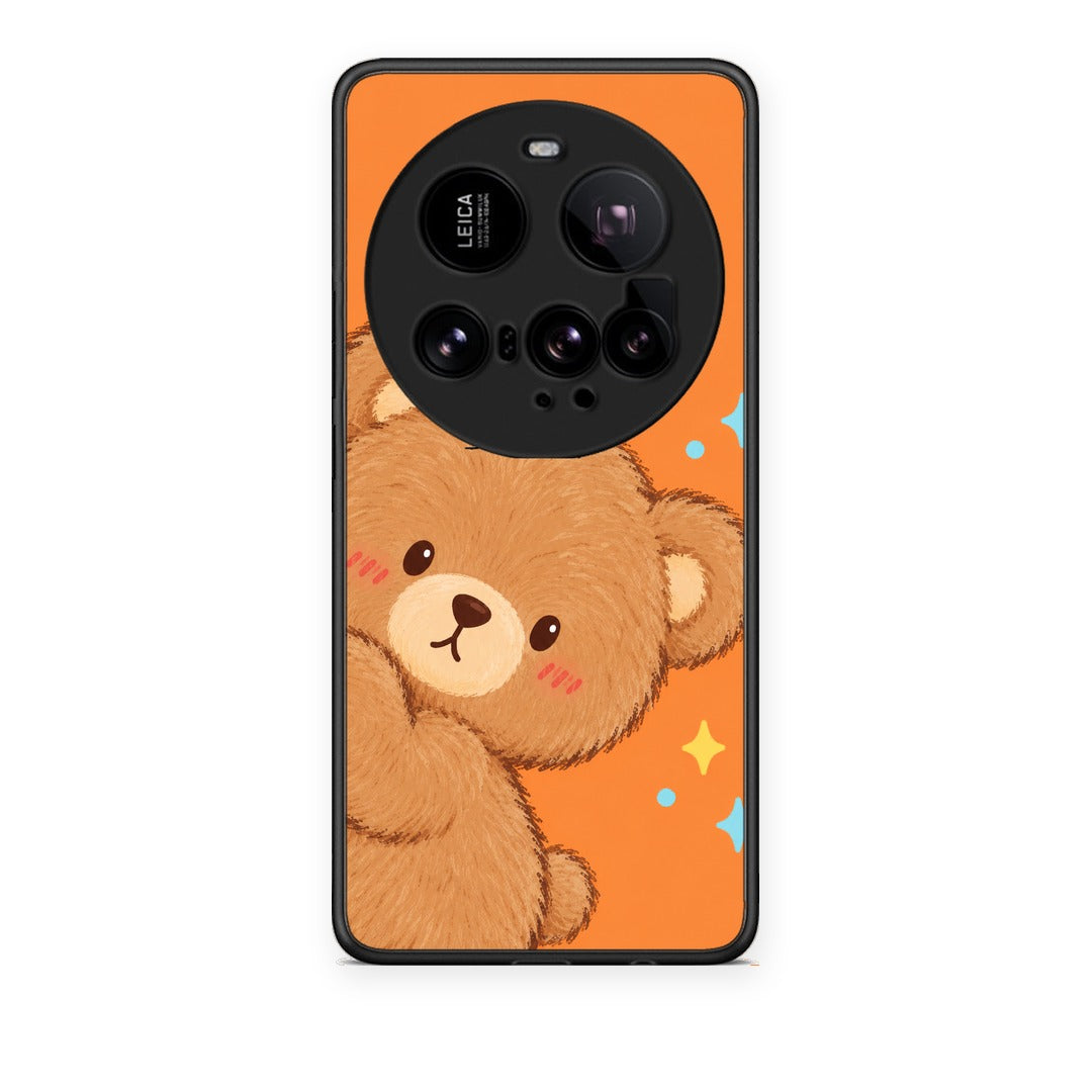 Θήκη Xiaomi 15 Ultra 5G Peekaboo Teddy on Orange από τη Smartfits με σχέδιο στο πίσω μέρος και μαύρο περίβλημα | Xiaomi 15 Ultra 5G Peekaboo Teddy on Orange case with colorful back and black bezels