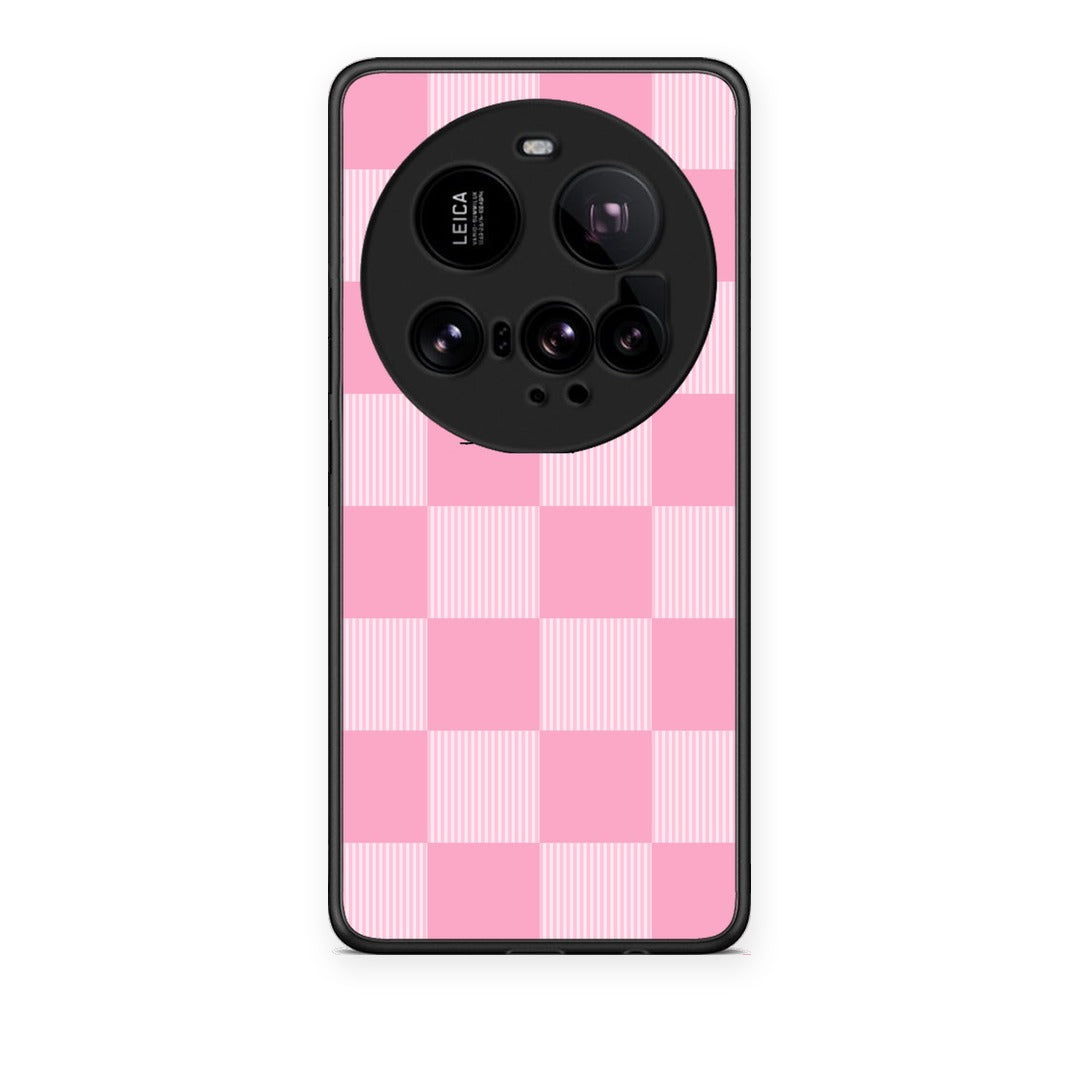 Θήκη Xiaomi 15 Ultra 5G Pink and White Striped Checks από τη Smartfits με σχέδιο στο πίσω μέρος και μαύρο περίβλημα | Xiaomi 15 Ultra 5G Pink and White Striped Checks case with colorful back and black bezels