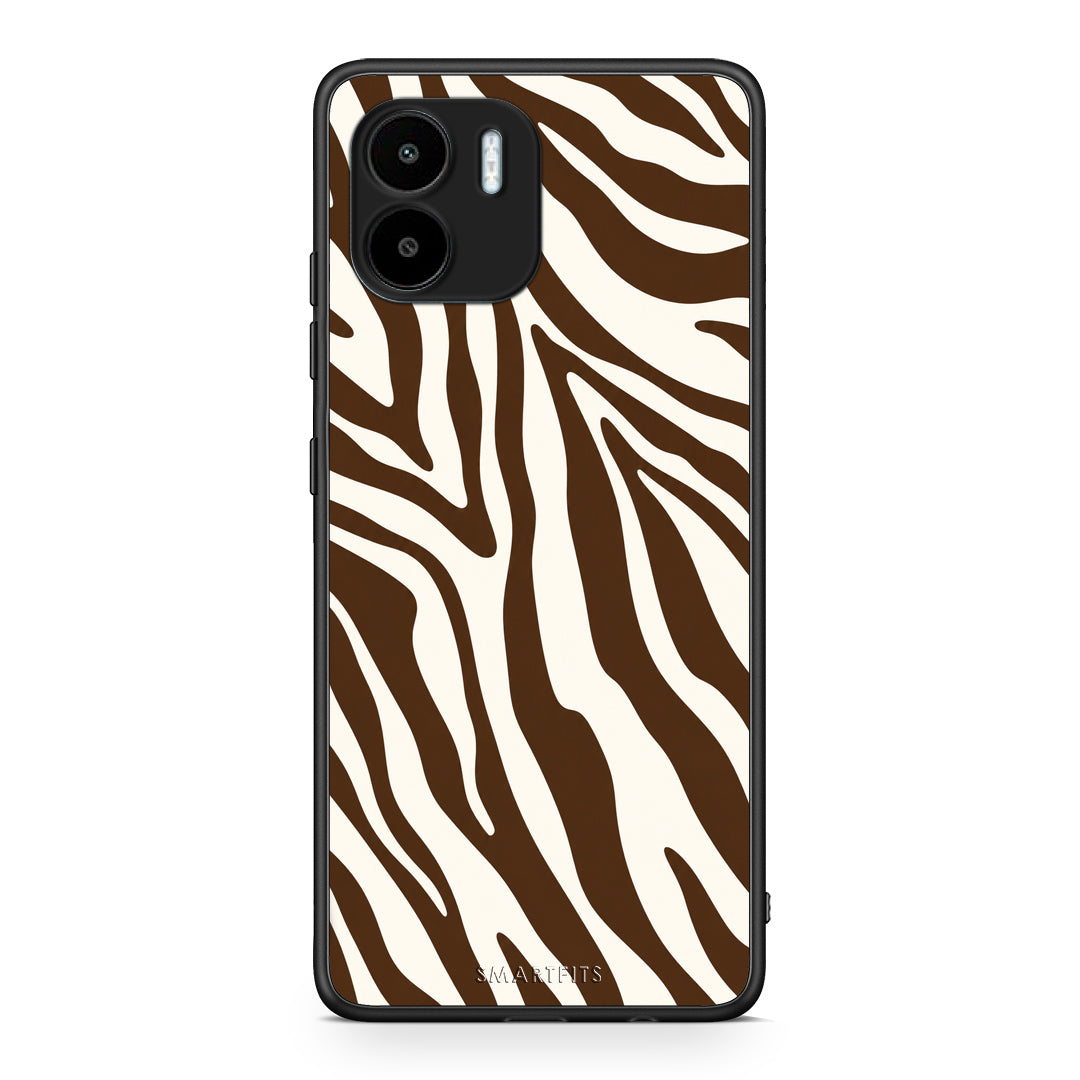 Θήκη Xiaomi Redmi A1 / A2 Brown and Cream Zebra Stripes από τη Smartfits με σχέδιο στο πίσω μέρος και μαύρο περίβλημα | Xiaomi Redmi A1 / A2 Brown and Cream Zebra Stripes case with colorful back and black bezels