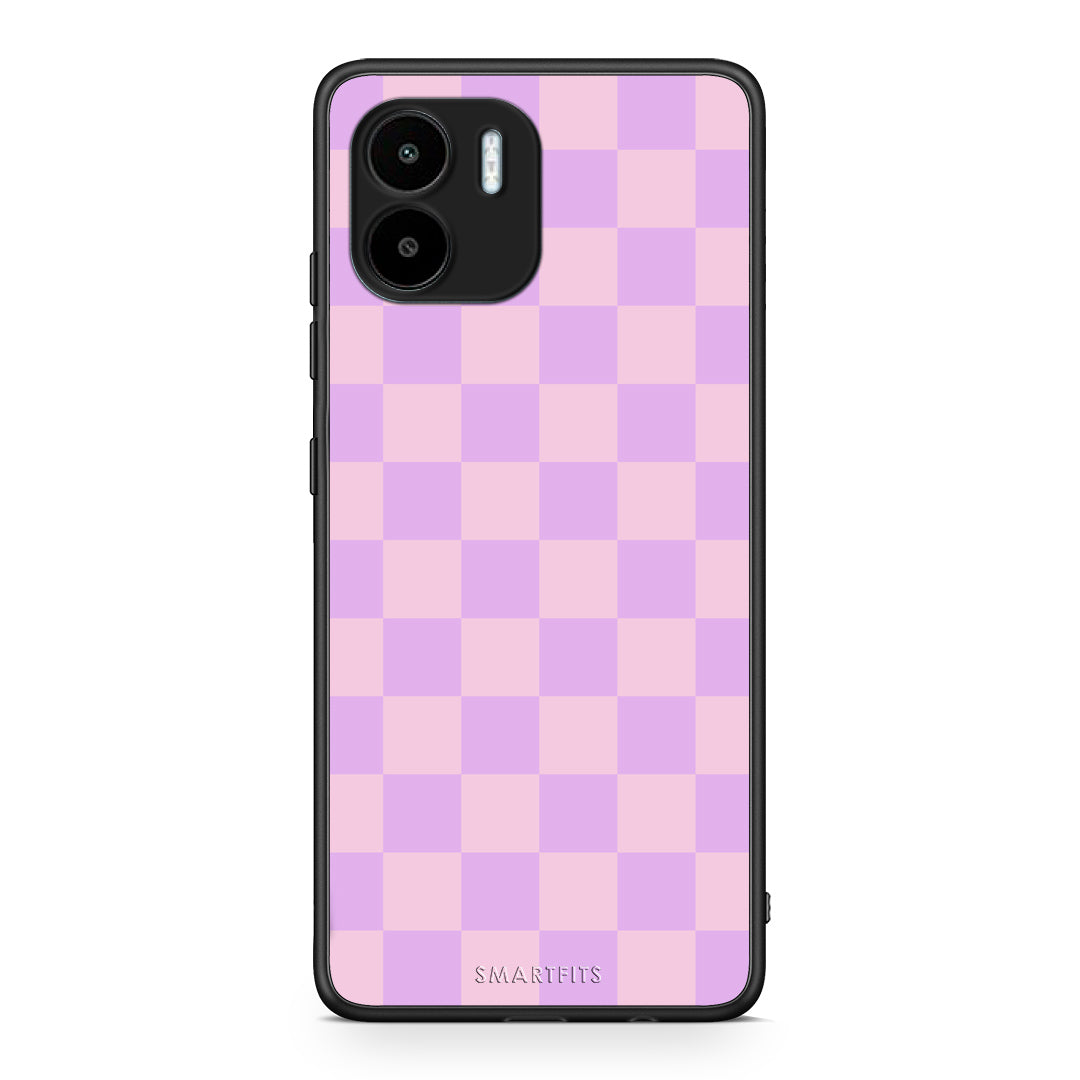 Θήκη Xiaomi Redmi A1 / A2 Lavender and Pink Checkerboard από τη Smartfits με σχέδιο στο πίσω μέρος και μαύρο περίβλημα | Xiaomi Redmi A1 / A2 Lavender and Pink Checkerboard case with colorful back and black bezels