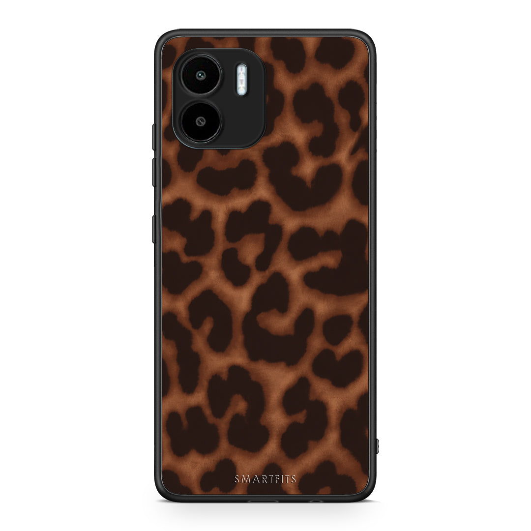 Θήκη Xiaomi Redmi A1 / A2 Leopard Print Dark Brown από τη Smartfits με σχέδιο στο πίσω μέρος και μαύρο περίβλημα | Xiaomi Redmi A1 / A2 Leopard Print Dark Brown case with colorful back and black bezels