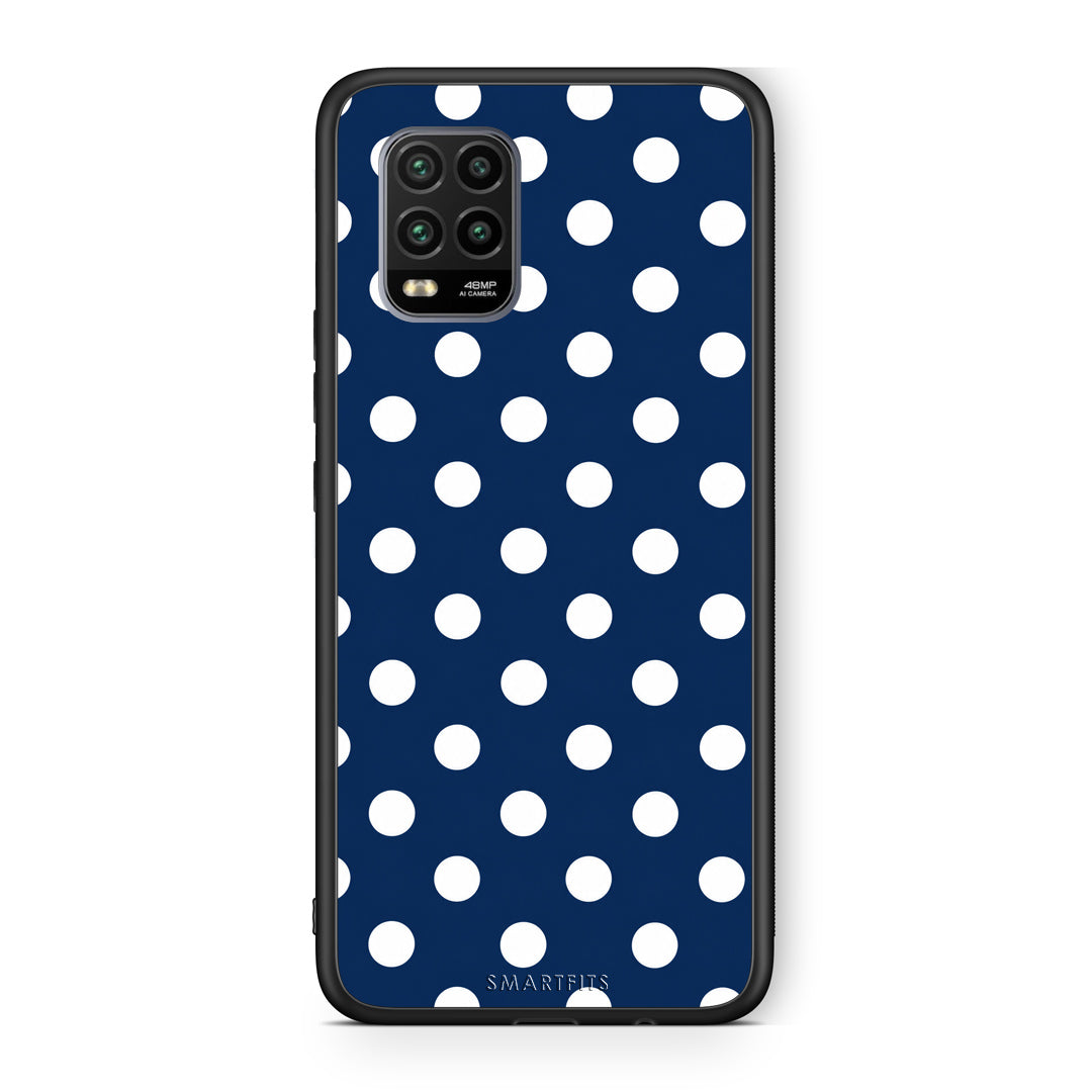 Θήκη Xiaomi Mi 10 Lite White Large Polka Dots on Navy από τη Smartfits με σχέδιο στο πίσω μέρος και μαύρο περίβλημα | Xiaomi Mi 10 Lite White Large Polka Dots on Navy case with colorful back and black bezels