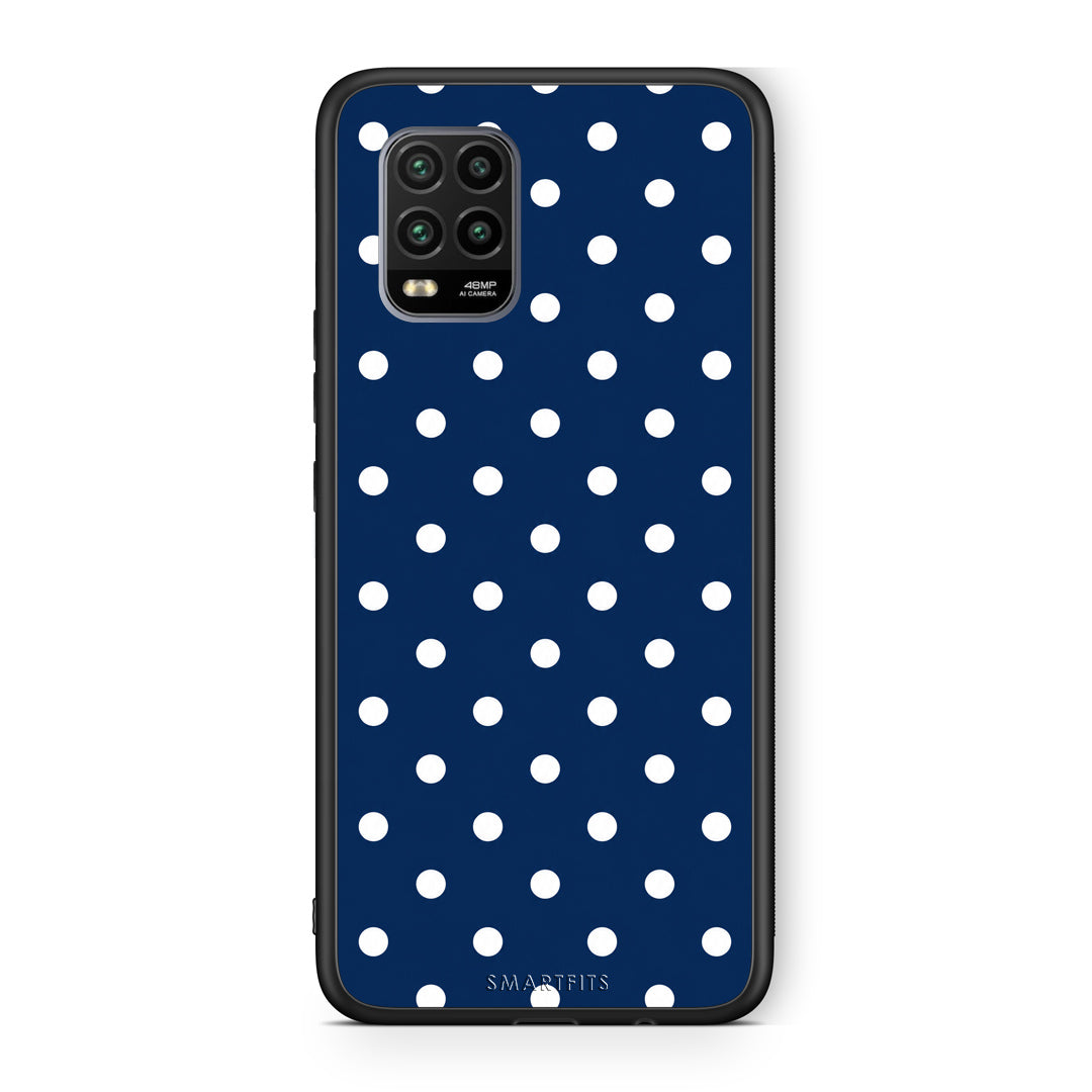 Θήκη Xiaomi Mi 10 Lite White Small Polka Dots on Navy από τη Smartfits με σχέδιο στο πίσω μέρος και μαύρο περίβλημα | Xiaomi Mi 10 Lite White Small Polka Dots on Navy case with colorful back and black bezels