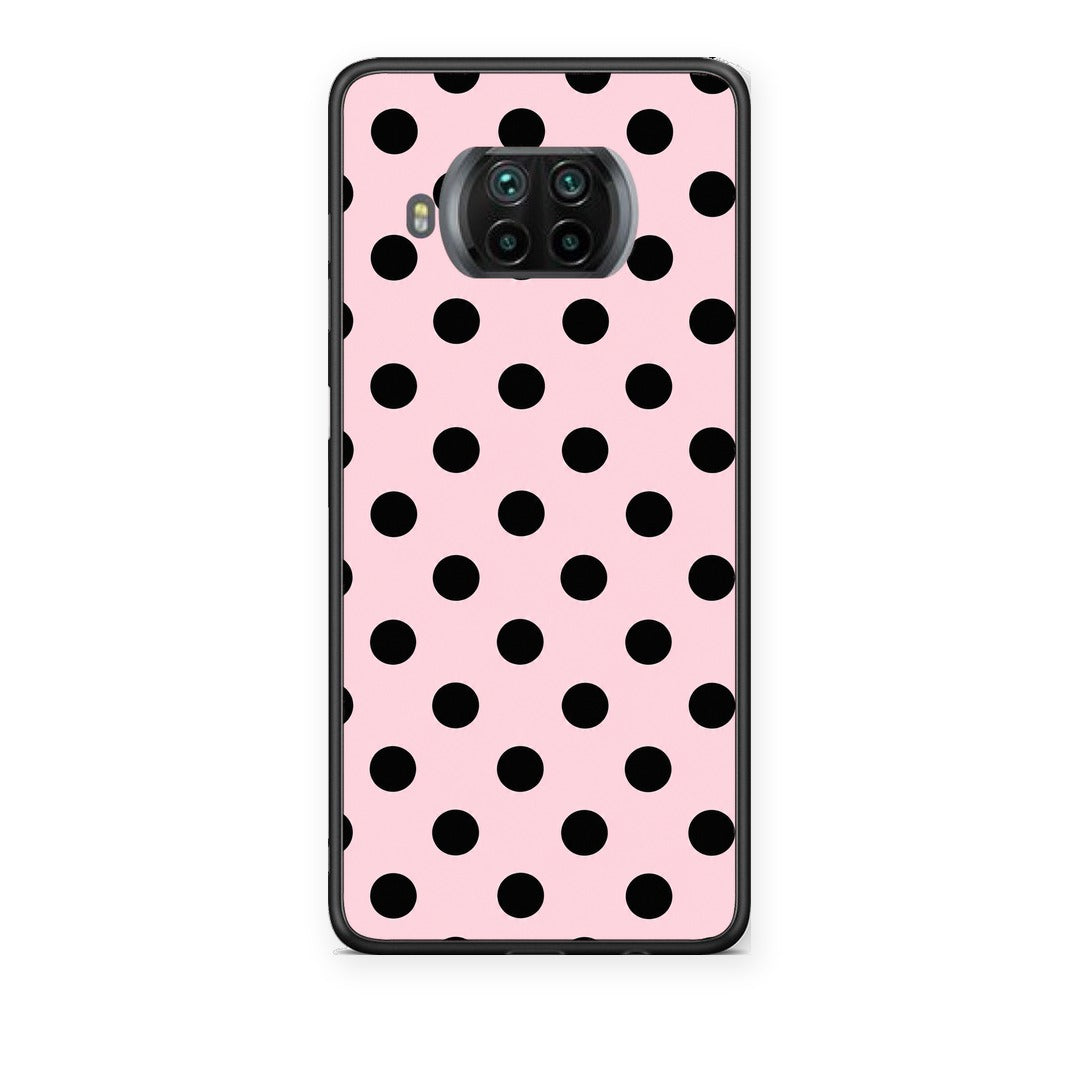 Θήκη Xiaomi Mi 10T Lite Black Polka Dots on Pink από τη Smartfits με σχέδιο στο πίσω μέρος και μαύρο περίβλημα | Xiaomi Mi 10T Lite Black Polka Dots on Pink case with colorful back and black bezels
