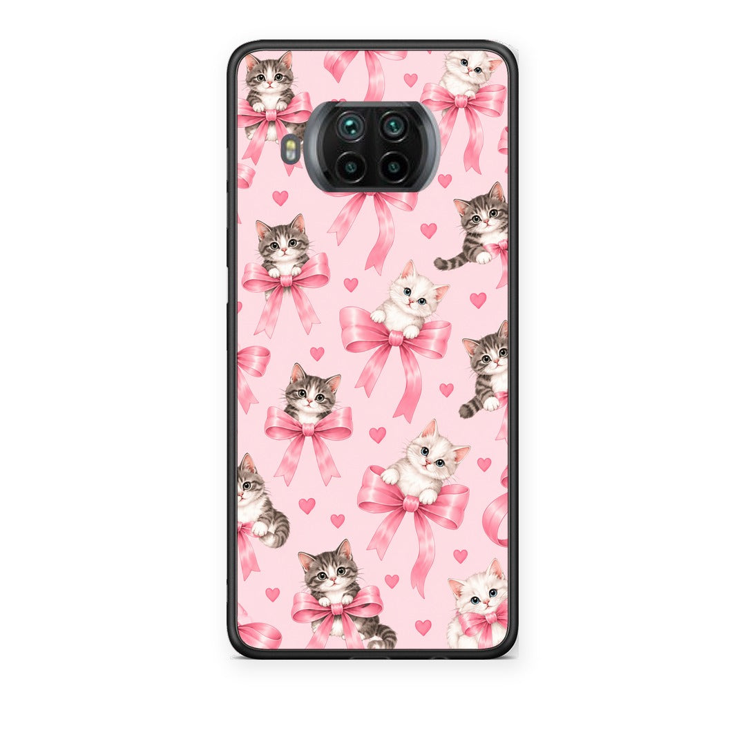 Θήκη Xiaomi Mi 10T Lite Kittens and Pink Bows on Pink από τη Smartfits με σχέδιο στο πίσω μέρος και μαύρο περίβλημα | Xiaomi Mi 10T Lite Kittens and Pink Bows on Pink case with colorful back and black bezels