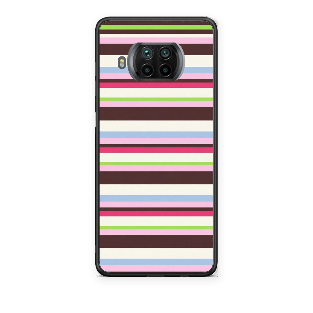 Θήκη Xiaomi Mi 10T Lite Multicolour Horizontal Stripes από τη Smartfits με σχέδιο στο πίσω μέρος και μαύρο περίβλημα | Xiaomi Mi 10T Lite Multicolour Horizontal Stripes case with colorful back and black bezels