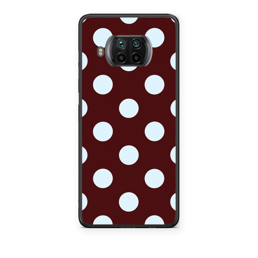 Θήκη Xiaomi Mi 10T Lite Pale Blue Large Polka Dots on Burgundy από τη Smartfits με σχέδιο στο πίσω μέρος και μαύρο περίβλημα | Xiaomi Mi 10T Lite Pale Blue Large Polka Dots on Burgundy case with colorful back and black bezels