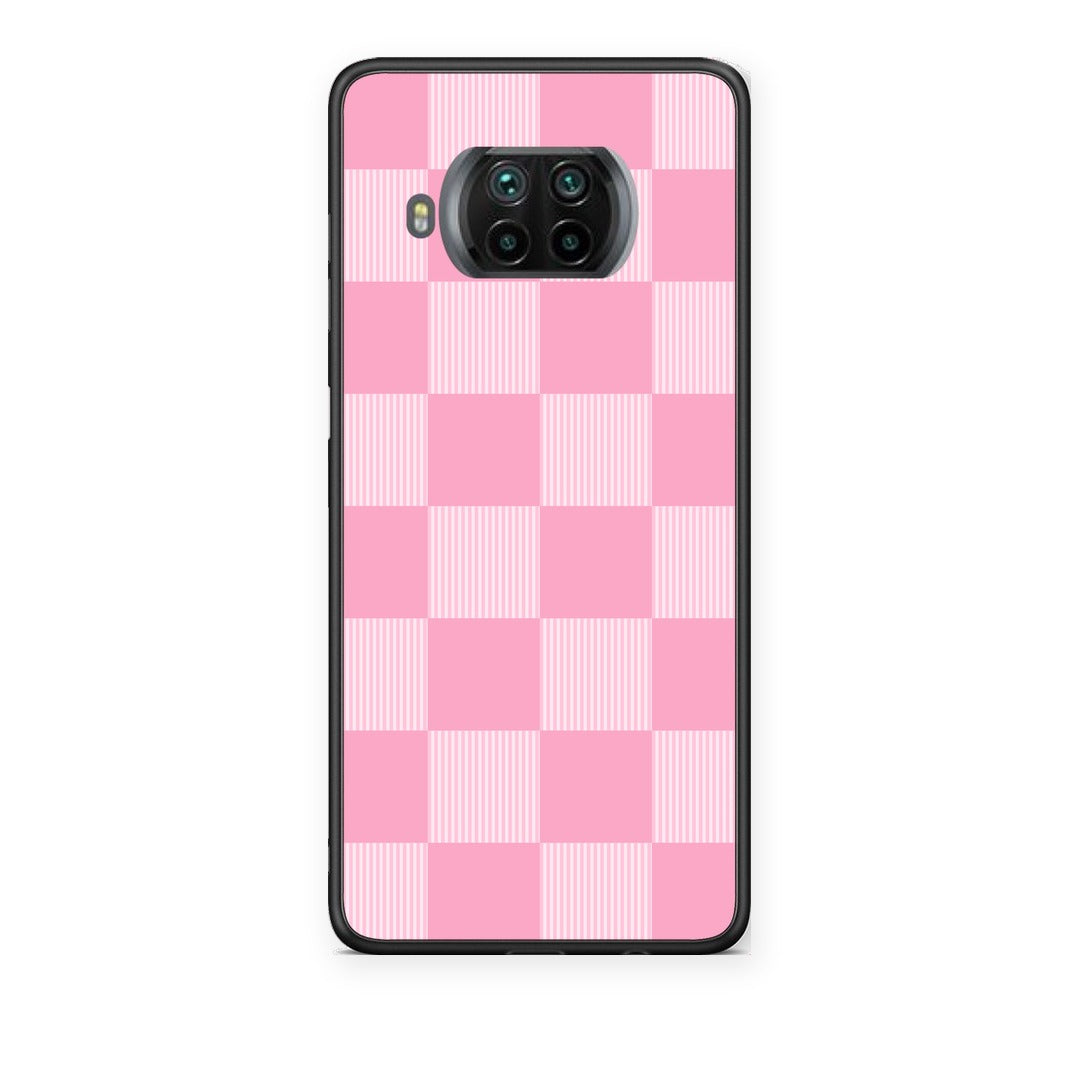 Θήκη Xiaomi Mi 10T Lite Pink and White Striped Checks από τη Smartfits με σχέδιο στο πίσω μέρος και μαύρο περίβλημα | Xiaomi Mi 10T Lite Pink and White Striped Checks case with colorful back and black bezels