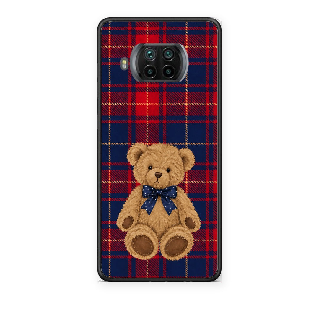 Θήκη Xiaomi Mi 10T Lite Teddy Bear on Red and Navy Tartan από τη Smartfits με σχέδιο στο πίσω μέρος και μαύρο περίβλημα | Xiaomi Mi 10T Lite Teddy Bear on Red and Navy Tartan case with colorful back and black bezels