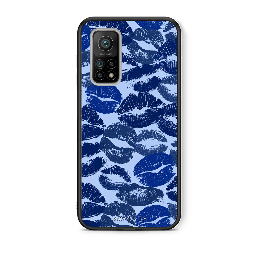 Θήκη Xiaomi Mi 10T / 10T Pro Blue Lipstick Kisses από τη Smartfits με σχέδιο στο πίσω μέρος και μαύρο περίβλημα | Xiaomi Mi 10T / 10T Pro Blue Lipstick Kisses case with colorful back and black bezels