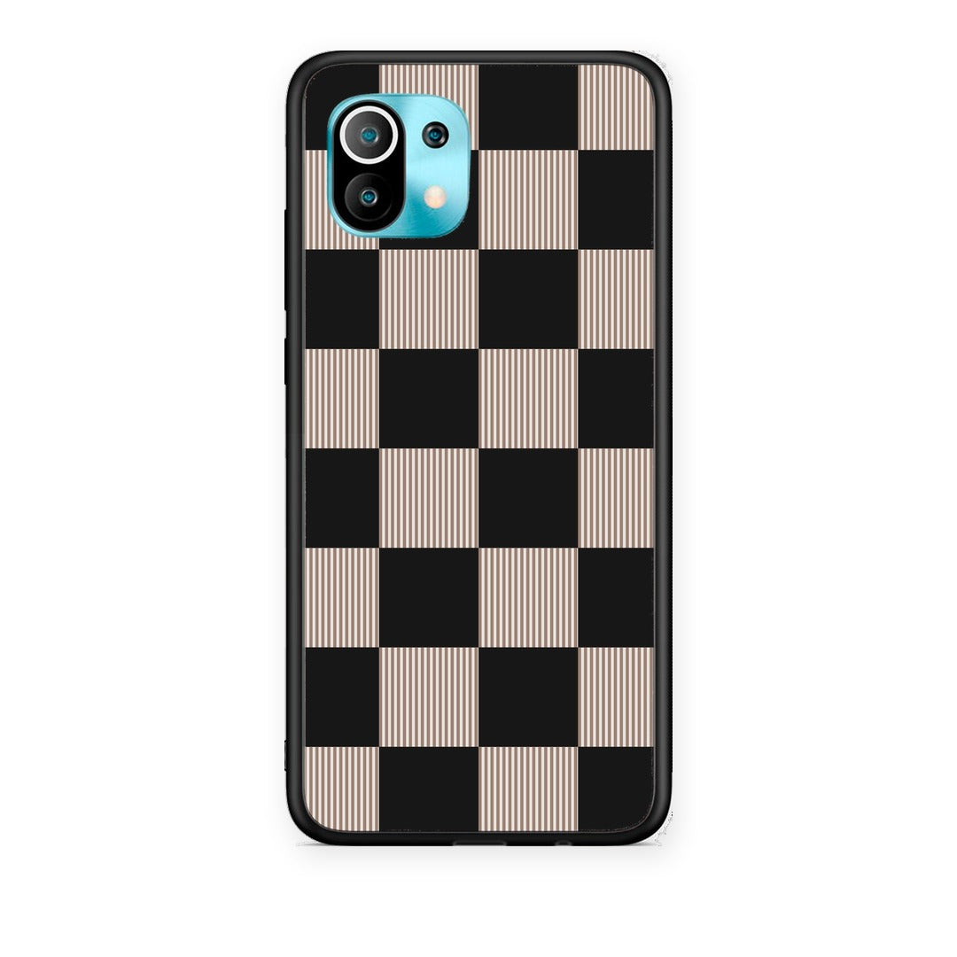 Θήκη Xiaomi Mi 11 / 11 Pro Black and Taupe Striped Checks από τη Smartfits με σχέδιο στο πίσω μέρος και μαύρο περίβλημα | Xiaomi Mi 11 / 11 Pro Black and Taupe Striped Checks case with colorful back and black bezels