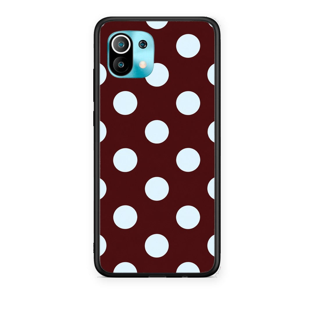 Θήκη Xiaomi Mi 11 / 11 Pro Pale Blue Large Polka Dots on Burgundy από τη Smartfits με σχέδιο στο πίσω μέρος και μαύρο περίβλημα | Xiaomi Mi 11 / 11 Pro Pale Blue Large Polka Dots on Burgundy case with colorful back and black bezels