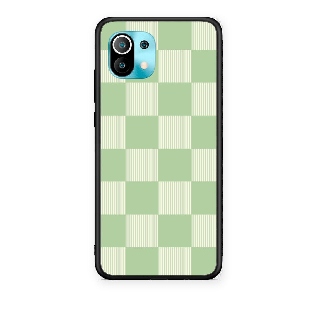 Θήκη Xiaomi Mi 11 / 11 Pro Sage and Cream Striped Checks από τη Smartfits με σχέδιο στο πίσω μέρος και μαύρο περίβλημα | Xiaomi Mi 11 / 11 Pro Sage and Cream Striped Checks case with colorful back and black bezels