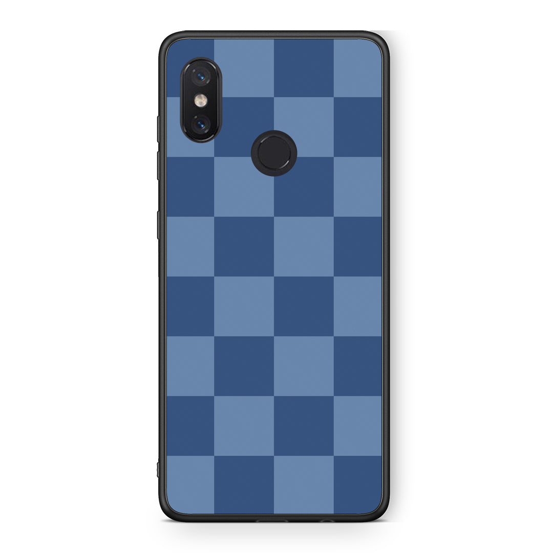 Θήκη Xiaomi Mi 8 Denim Blue Checkerboard από τη Smartfits με σχέδιο στο πίσω μέρος και μαύρο περίβλημα | Xiaomi Mi 8 Denim Blue Checkerboard case with colorful back and black bezels