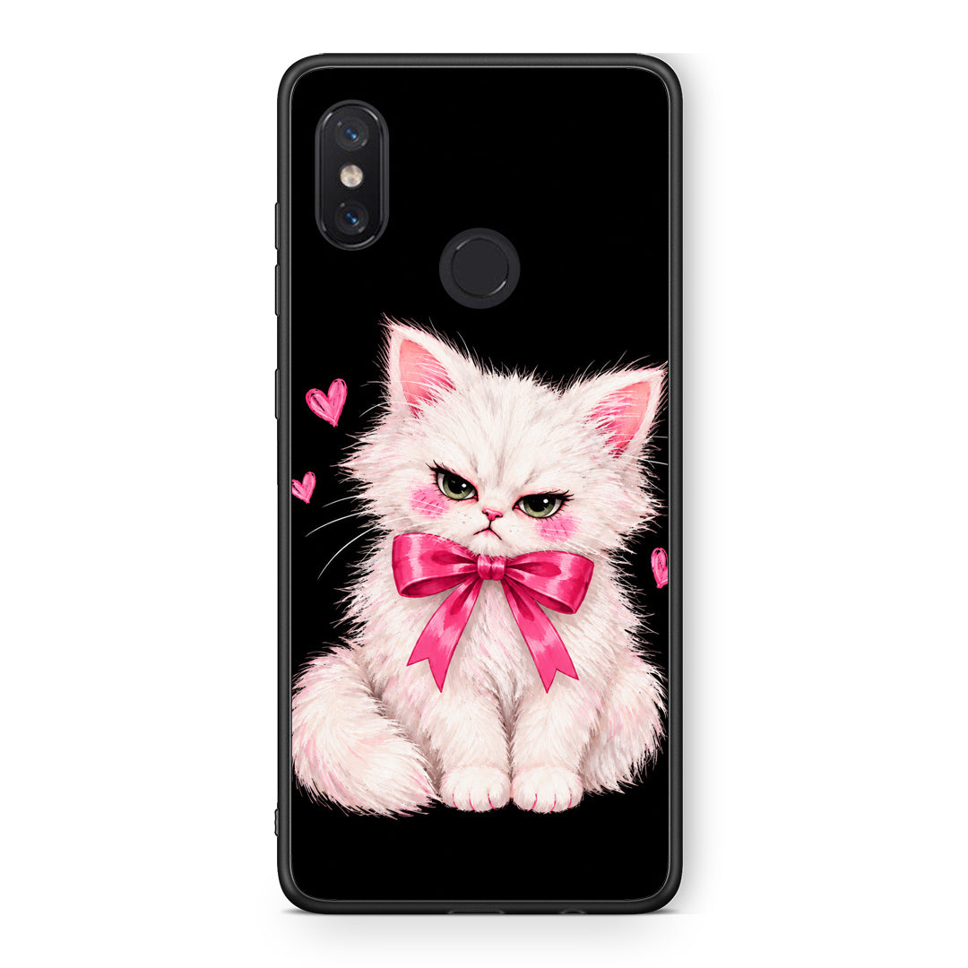 Θήκη Xiaomi Mi 8 Grumpy Party Kitten on Black από τη Smartfits με σχέδιο στο πίσω μέρος και μαύρο περίβλημα | Xiaomi Mi 8 Grumpy Party Kitten on Black case with colorful back and black bezels