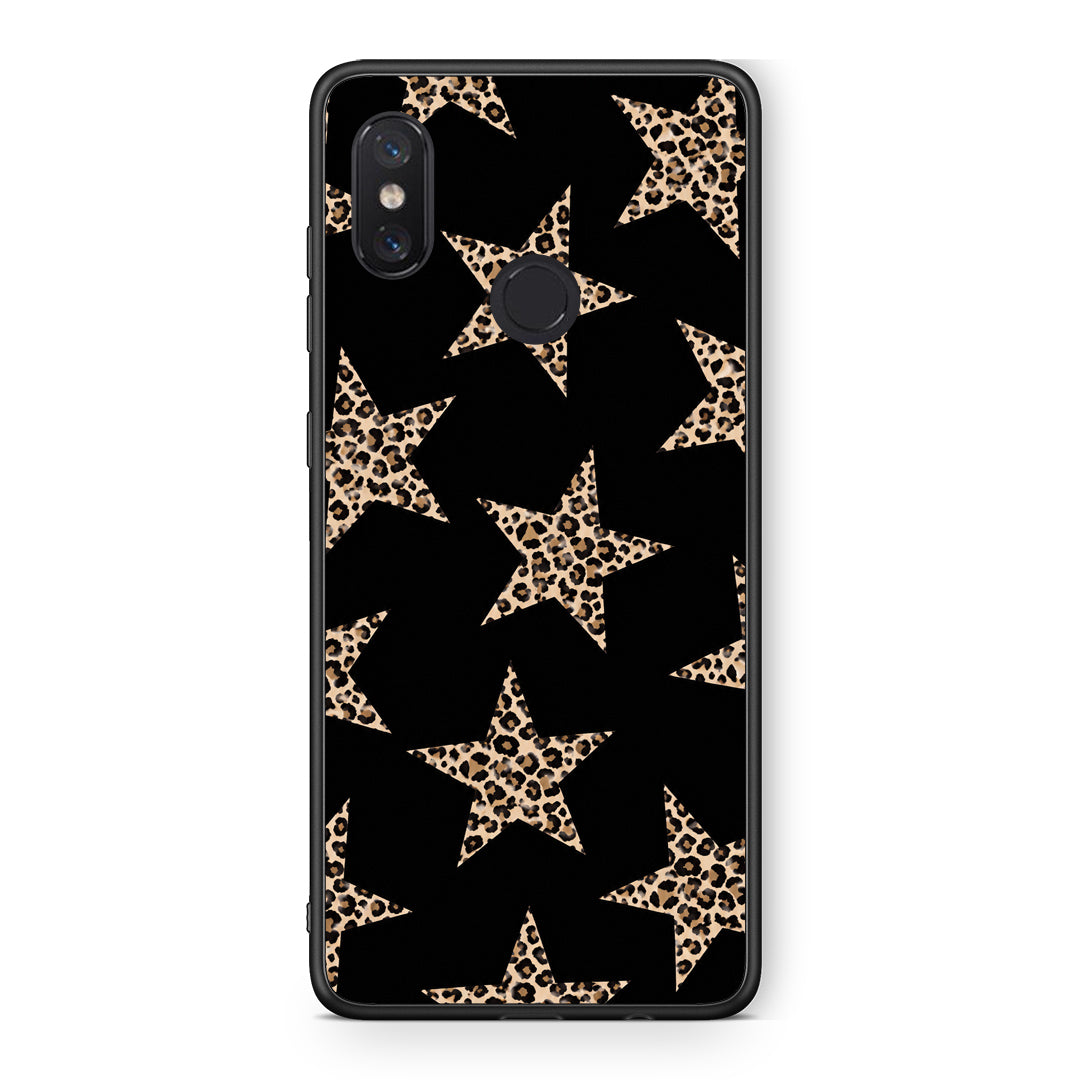 Θήκη Xiaomi Mi 8 Leopard Stars on Black από τη Smartfits με σχέδιο στο πίσω μέρος και μαύρο περίβλημα | Xiaomi Mi 8 Leopard Stars on Black case with colorful back and black bezels