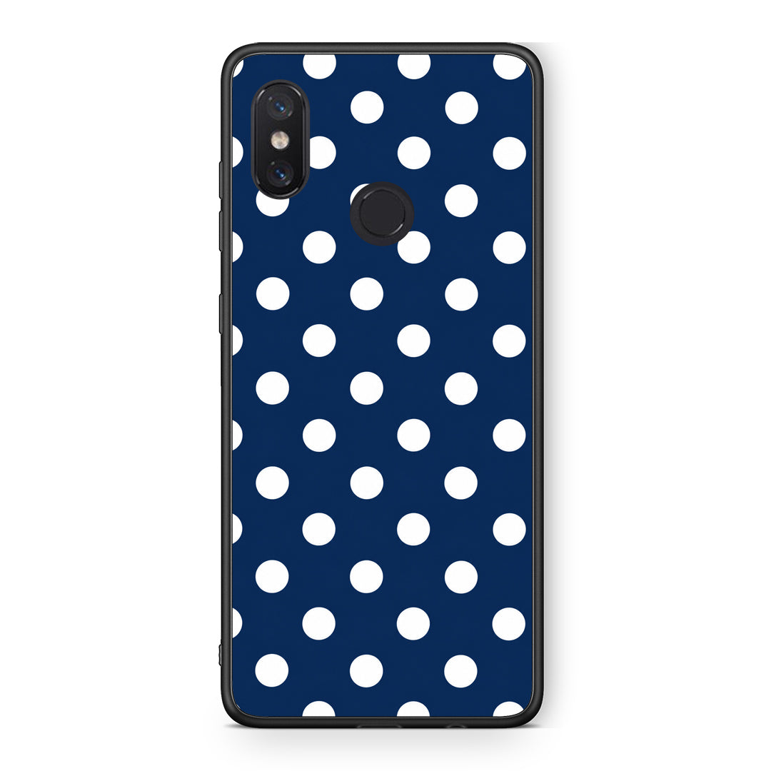 Θήκη Xiaomi Mi 8 White Large Polka Dots on Navy από τη Smartfits με σχέδιο στο πίσω μέρος και μαύρο περίβλημα | Xiaomi Mi 8 White Large Polka Dots on Navy case with colorful back and black bezels