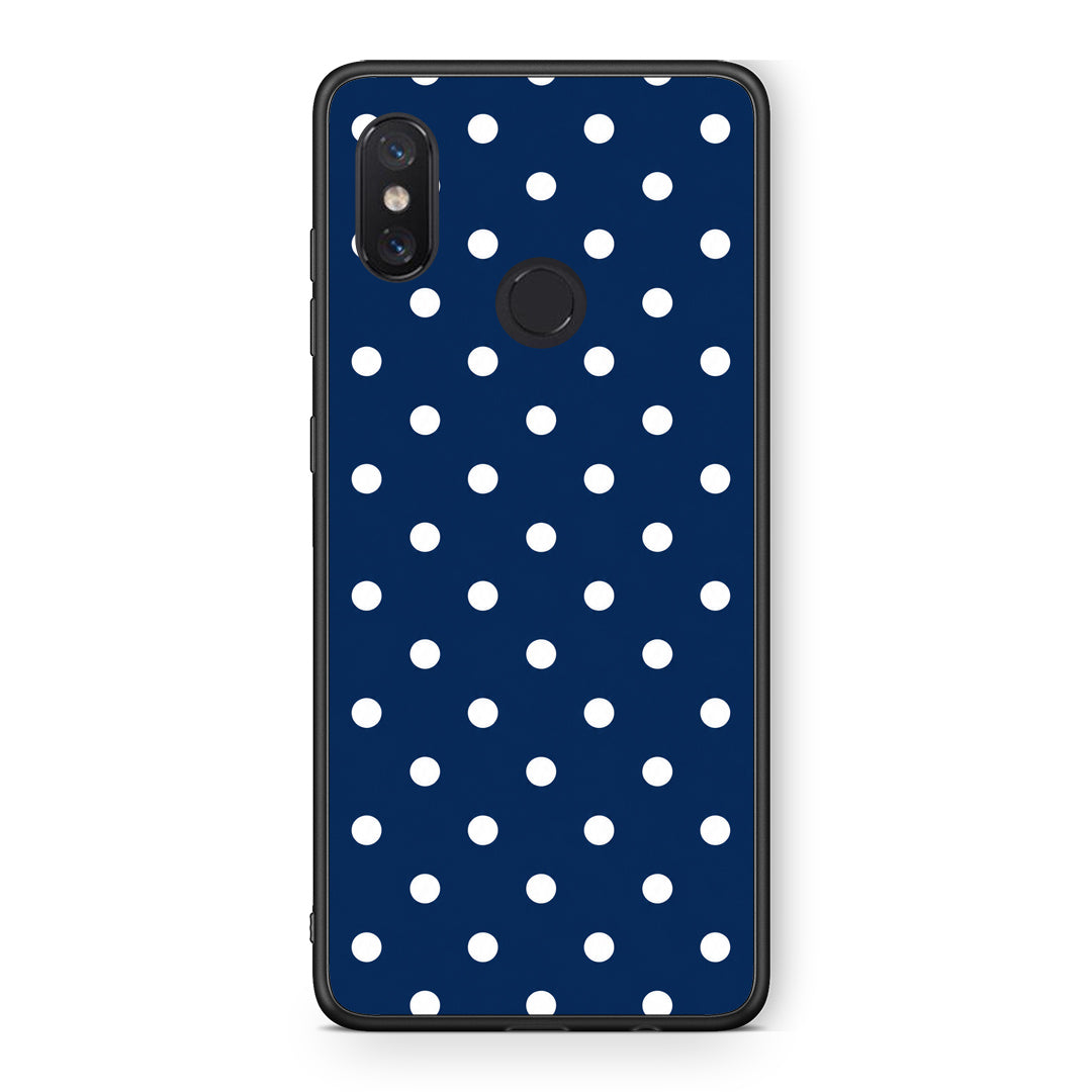 Θήκη Xiaomi Mi 8 White Small Polka Dots on Navy από τη Smartfits με σχέδιο στο πίσω μέρος και μαύρο περίβλημα | Xiaomi Mi 8 White Small Polka Dots on Navy case with colorful back and black bezels