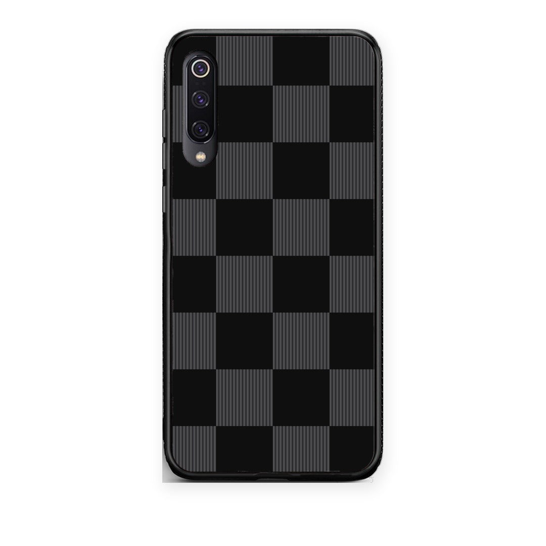 Θήκη Xiaomi Mi 9 Black and Charcoal Striped Checks από τη Smartfits με σχέδιο στο πίσω μέρος και μαύρο περίβλημα | Xiaomi Mi 9 Black and Charcoal Striped Checks case with colorful back and black bezels