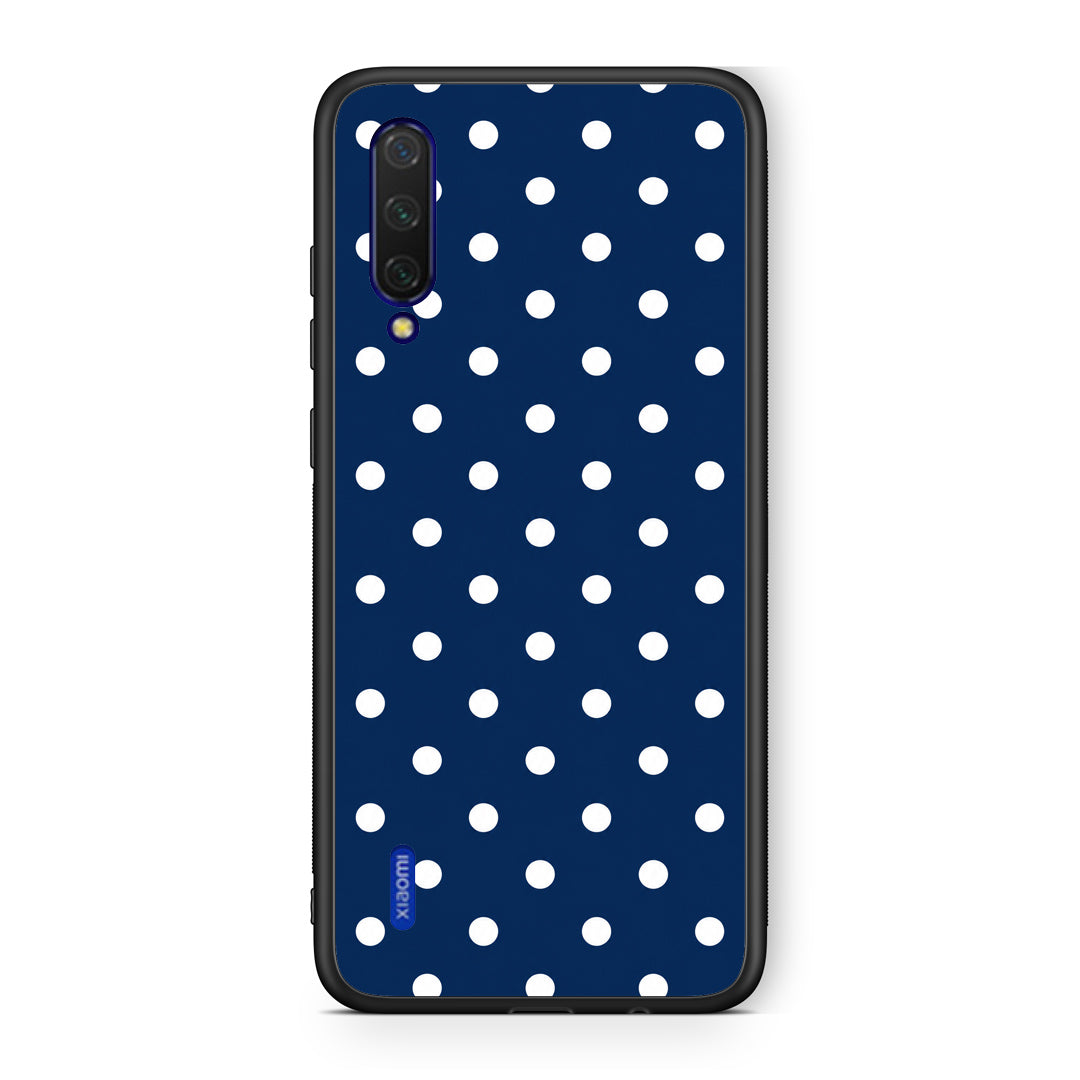 Θήκη Xiaomi Mi 9 Lite White Small Polka Dots on Navy από τη Smartfits με σχέδιο στο πίσω μέρος και μαύρο περίβλημα | Xiaomi Mi 9 Lite White Small Polka Dots on Navy case with colorful back and black bezels