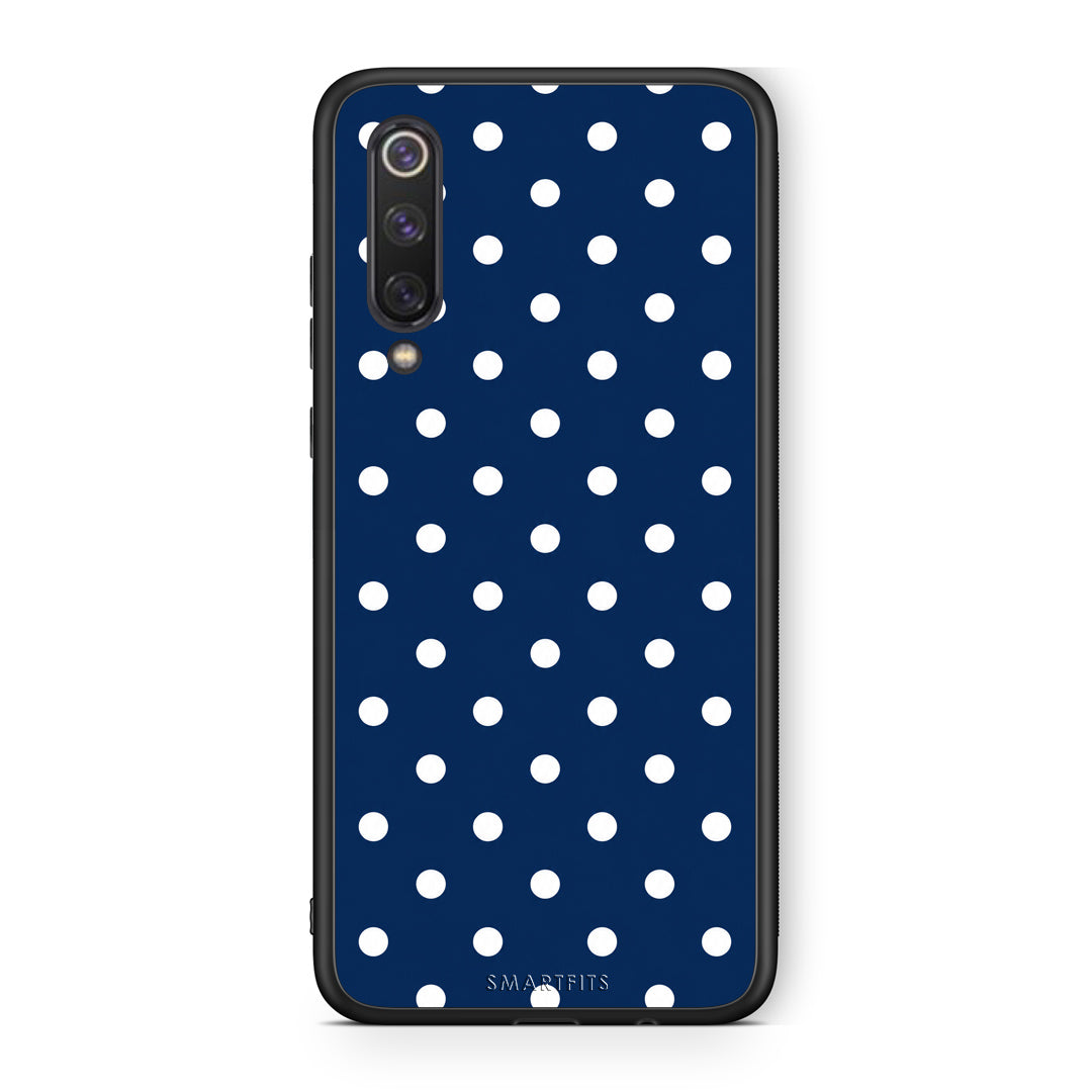 Θήκη Xiaomi Mi 9 SE White Small Polka Dots on Navy από τη Smartfits με σχέδιο στο πίσω μέρος και μαύρο περίβλημα | Xiaomi Mi 9 SE White Small Polka Dots on Navy case with colorful back and black bezels