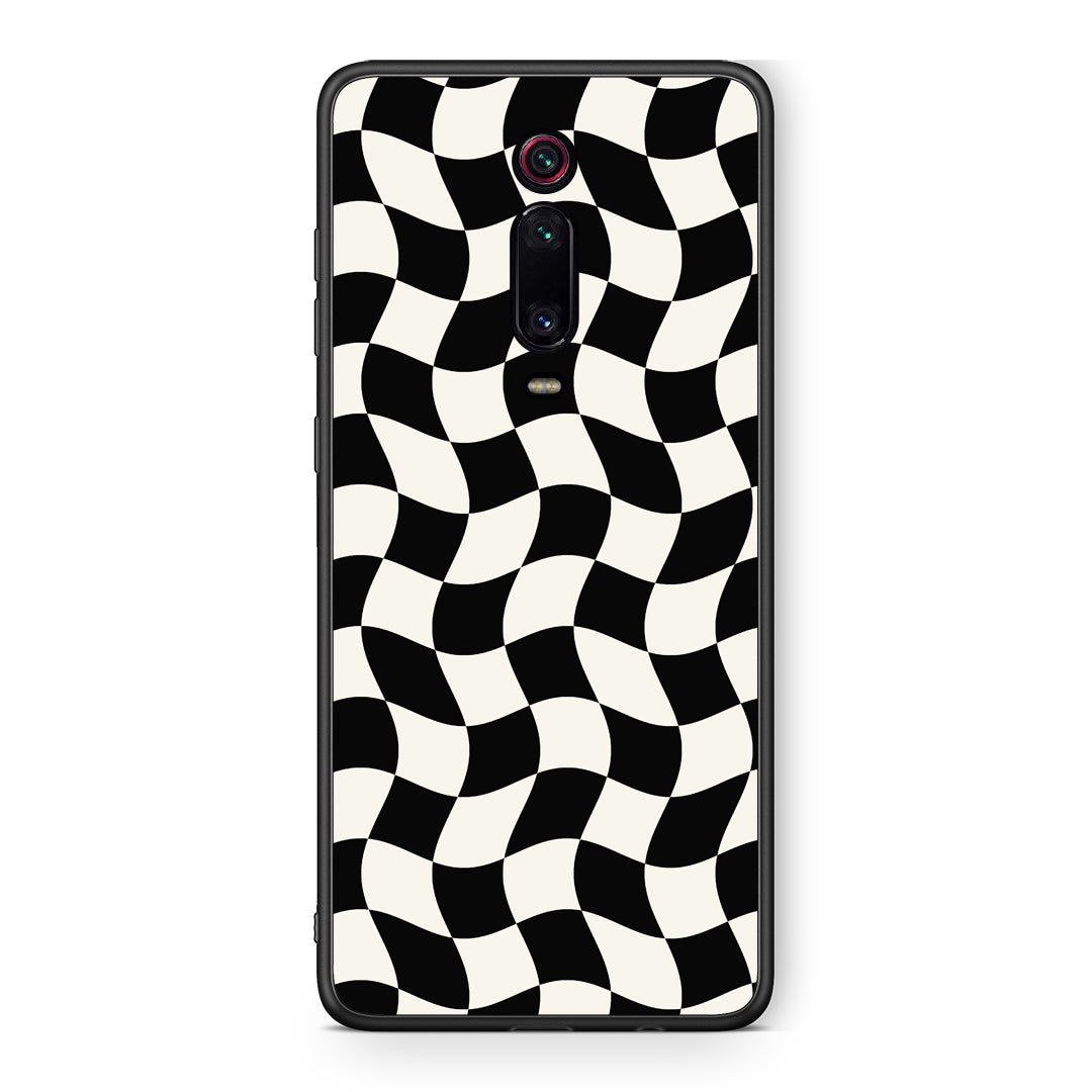Θήκη Xiaomi Redmi K20 / K20 Pro Black and Cream Wavy Checkerboard από τη Smartfits με σχέδιο στο πίσω μέρος και μαύρο περίβλημα | Xiaomi Redmi K20 / K20 Pro Black and Cream Wavy Checkerboard case with colorful back and black bezels