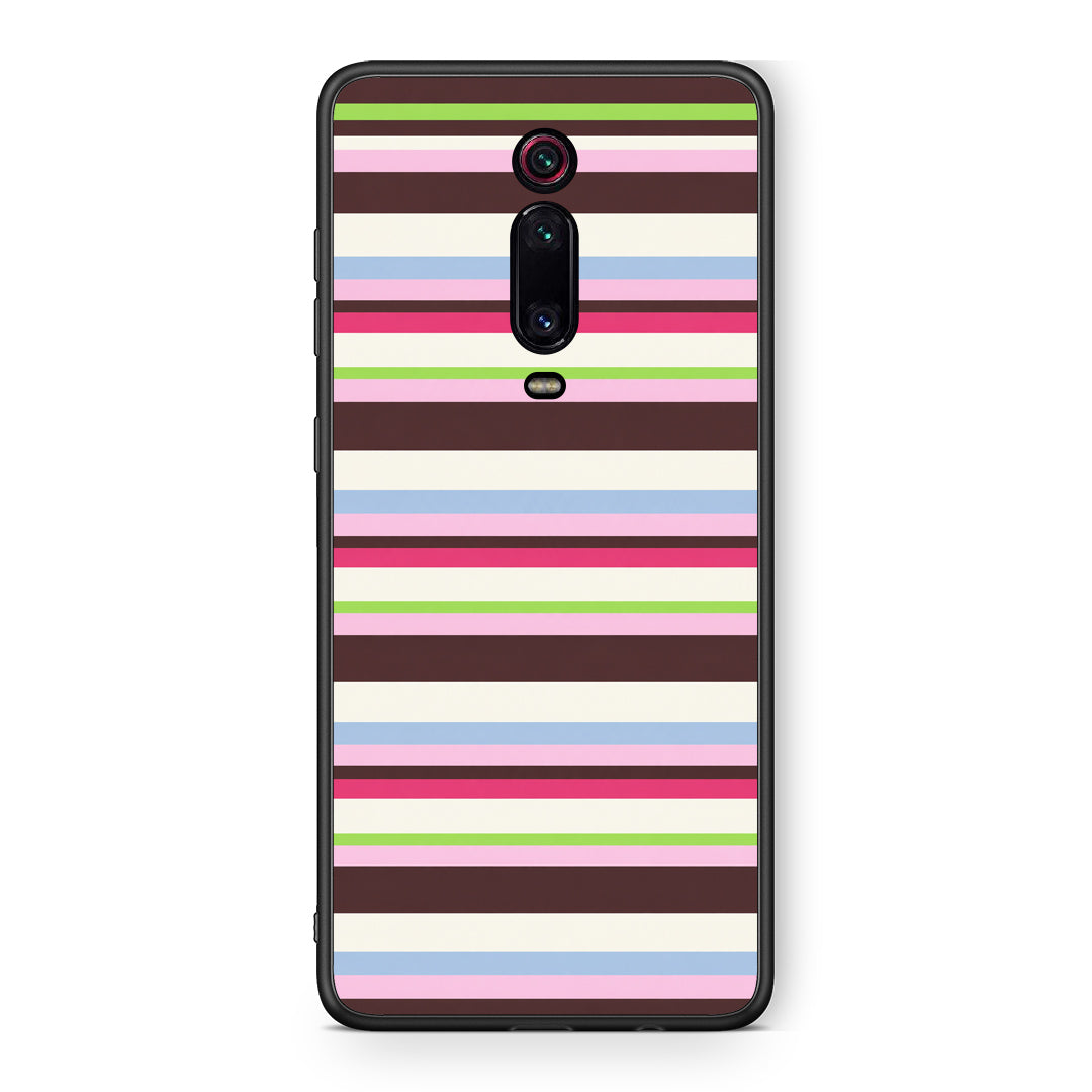 Θήκη Xiaomi Redmi K20 / K20 Pro Multicolour Horizontal Stripes από τη Smartfits με σχέδιο στο πίσω μέρος και μαύρο περίβλημα | Xiaomi Redmi K20 / K20 Pro Multicolour Horizontal Stripes case with colorful back and black bezels