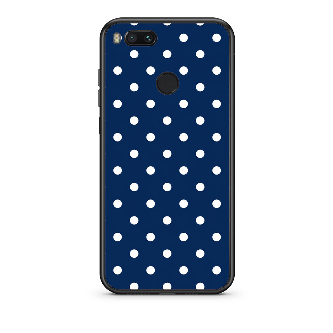Θήκη Xiaomi Mi A1 White Small Polka Dots on Navy από τη Smartfits με σχέδιο στο πίσω μέρος και μαύρο περίβλημα | Xiaomi Mi A1 White Small Polka Dots on Navy case with colorful back and black bezels