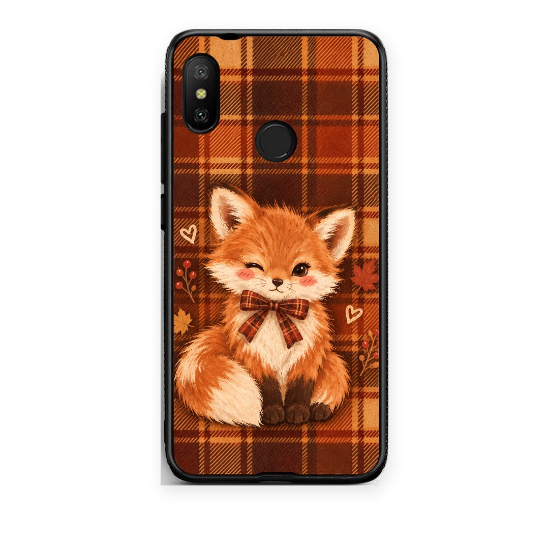 Θήκη Xiaomi Mi A2 Lite Fox on Autumn Tartan από τη Smartfits με σχέδιο στο πίσω μέρος και μαύρο περίβλημα | Xiaomi Mi A2 Lite Fox on Autumn Tartan case with colorful back and black bezels