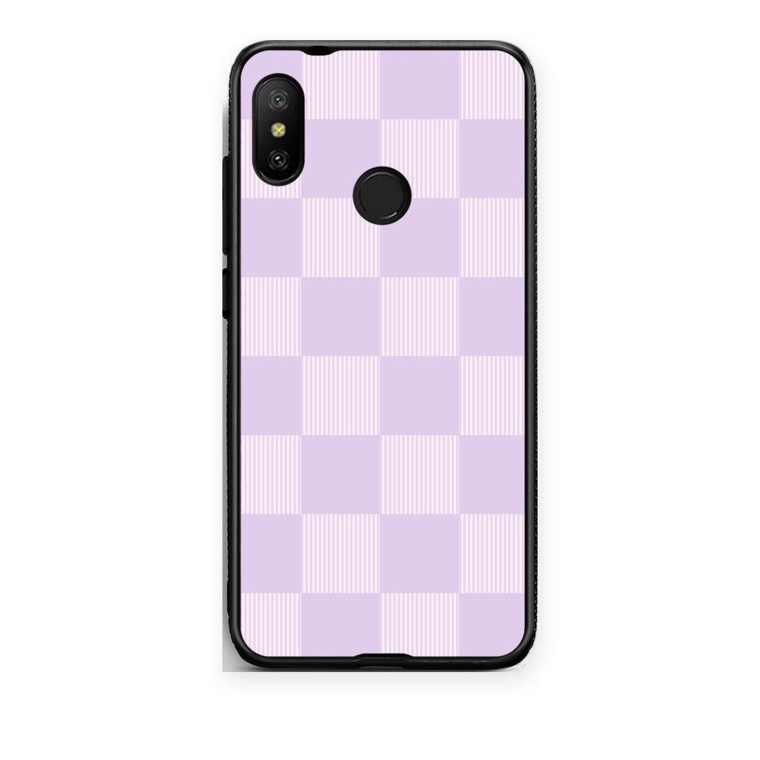 Θήκη Xiaomi Mi A2 Lite Lilac and Cream Striped Checks από τη Smartfits με σχέδιο στο πίσω μέρος και μαύρο περίβλημα | Xiaomi Mi A2 Lite Lilac and Cream Striped Checks case with colorful back and black bezels