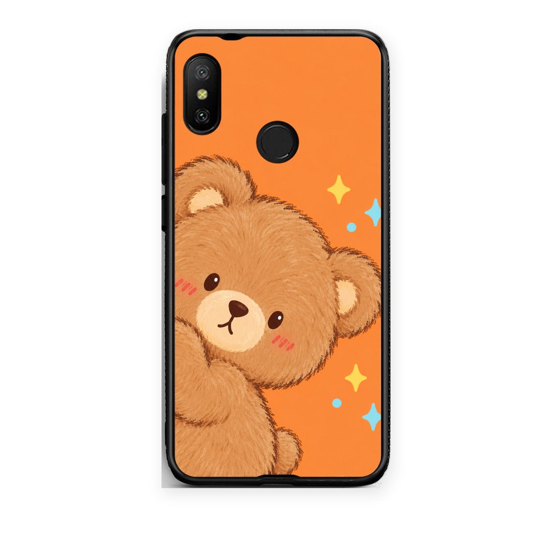 Θήκη Xiaomi Mi A2 Lite Peekaboo Teddy on Orange από τη Smartfits με σχέδιο στο πίσω μέρος και μαύρο περίβλημα | Xiaomi Mi A2 Lite Peekaboo Teddy on Orange case with colorful back and black bezels
