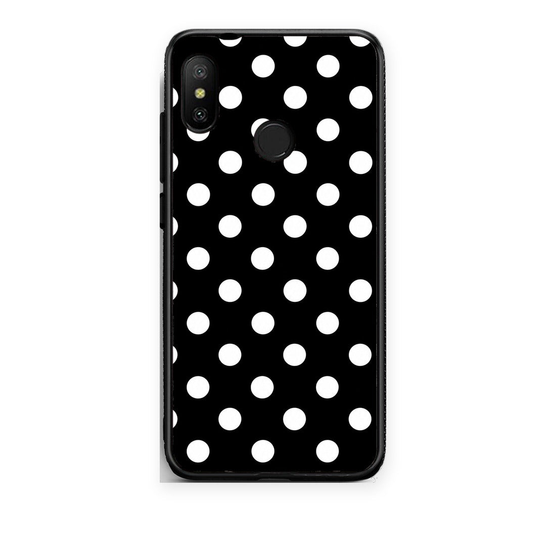 Θήκη Xiaomi Mi A2 Lite White Polka Dots on Black από τη Smartfits με σχέδιο στο πίσω μέρος και μαύρο περίβλημα | Xiaomi Mi A2 Lite White Polka Dots on Black case with colorful back and black bezels