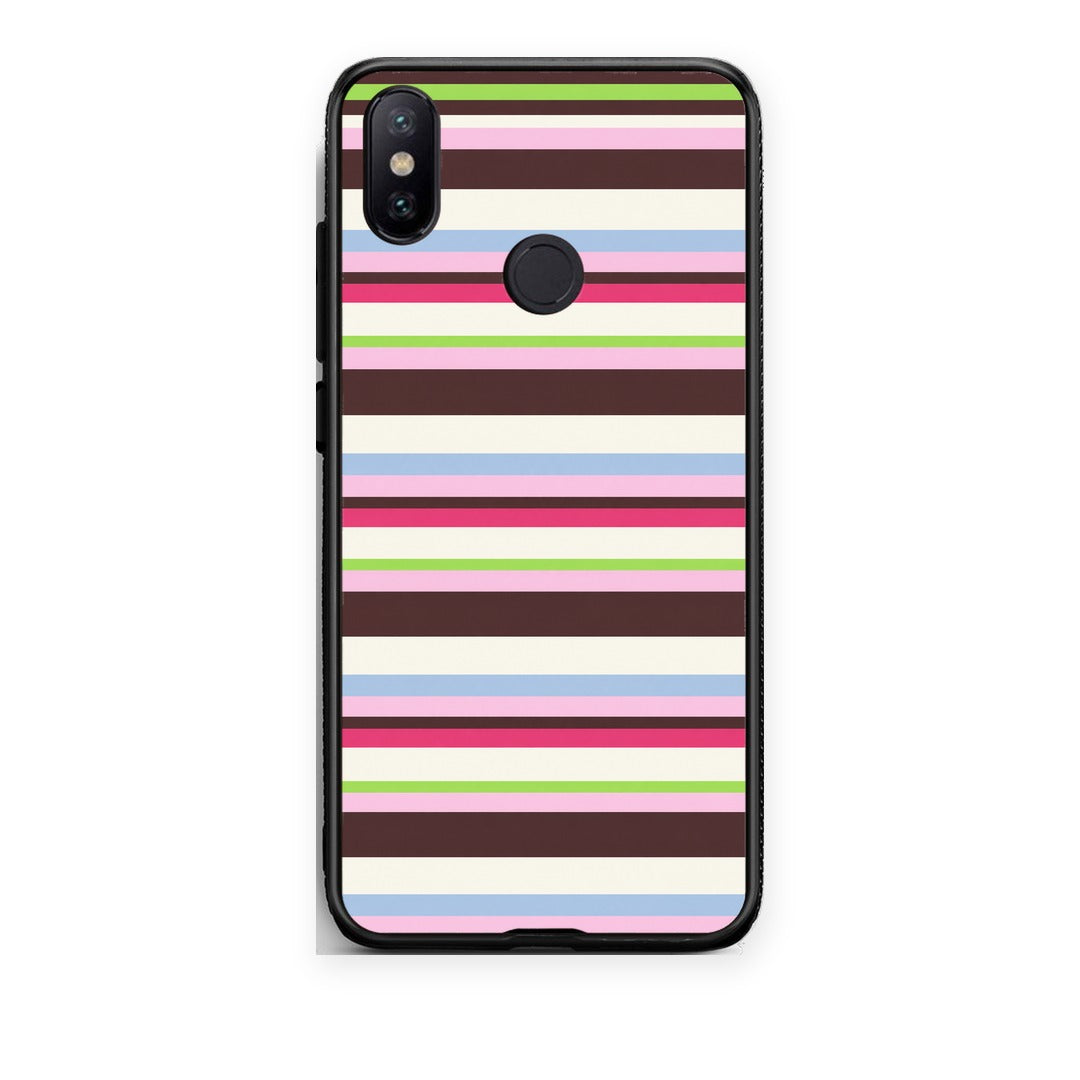 Θήκη Xiaomi Mi A2 Multicolour Horizontal Stripes από τη Smartfits με σχέδιο στο πίσω μέρος και μαύρο περίβλημα | Xiaomi Mi A2 Multicolour Horizontal Stripes case with colorful back and black bezels