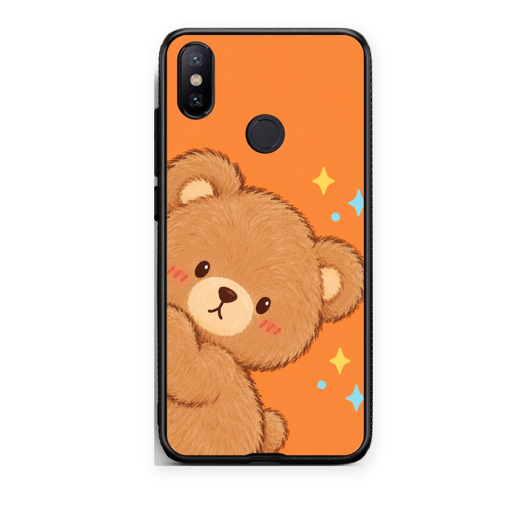 Θήκη Xiaomi Mi A2 Peekaboo Teddy on Orange από τη Smartfits με σχέδιο στο πίσω μέρος και μαύρο περίβλημα | Xiaomi Mi A2 Peekaboo Teddy on Orange case with colorful back and black bezels