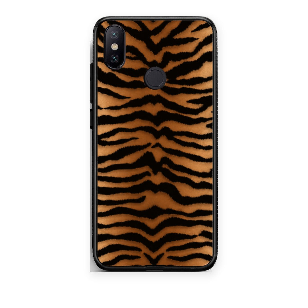 Θήκη Xiaomi Mi A2 Tiger Print Orange and Black από τη Smartfits με σχέδιο στο πίσω μέρος και μαύρο περίβλημα | Xiaomi Mi A2 Tiger Print Orange and Black case with colorful back and black bezels