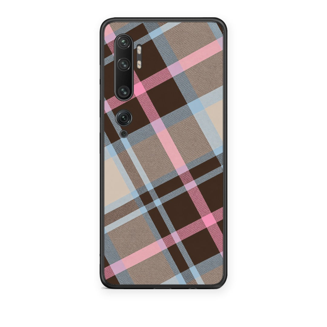 Θήκη Xiaomi Mi Note 10 / 10 Pro Brown Pink and Blue Diagonal Plaid από τη Smartfits με σχέδιο στο πίσω μέρος και μαύρο περίβλημα | Xiaomi Mi Note 10 / 10 Pro Brown Pink and Blue Diagonal Plaid case with colorful back and black bezels