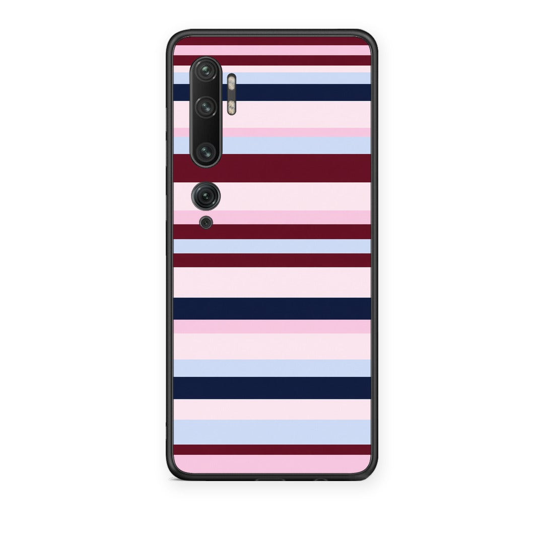 Θήκη Xiaomi Mi Note 10 / 10 Pro Burgundy Pink and Blue Horizontal Stripes από τη Smartfits με σχέδιο στο πίσω μέρος και μαύρο περίβλημα | Xiaomi Mi Note 10 / 10 Pro Burgundy Pink and Blue Horizontal Stripes case with colorful back and black bezels