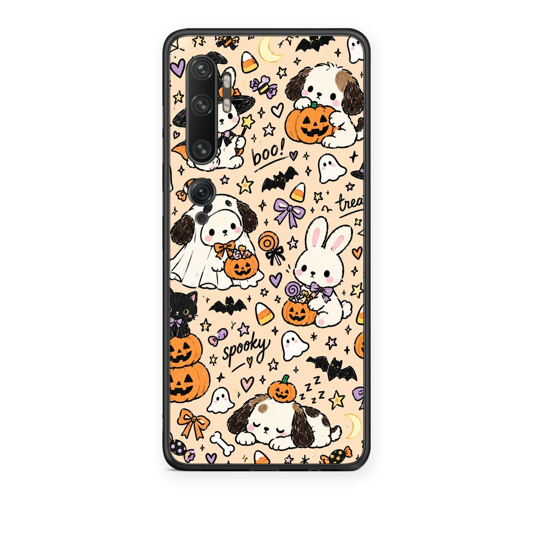 Θήκη Xiaomi Mi Note 10 / 10 Pro Halloween Puppies and Friends on Cream από τη Smartfits με σχέδιο στο πίσω μέρος και μαύρο περίβλημα | Xiaomi Mi Note 10 / 10 Pro Halloween Puppies and Friends on Cream case with colorful back and black bezels