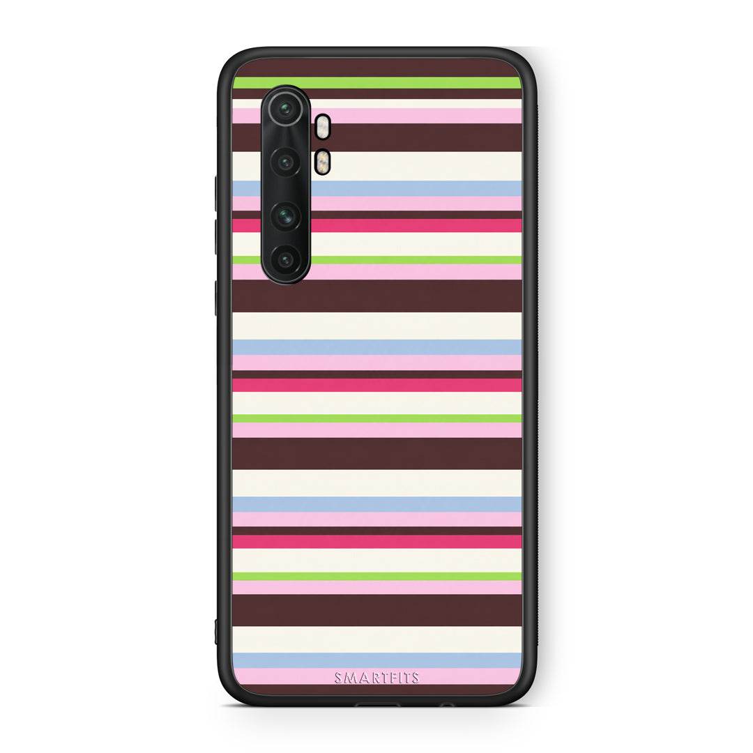 Θήκη Xiaomi Mi Note 10 Lite Multicolour Horizontal Stripes από τη Smartfits με σχέδιο στο πίσω μέρος και μαύρο περίβλημα | Xiaomi Mi Note 10 Lite Multicolour Horizontal Stripes case with colorful back and black bezels
