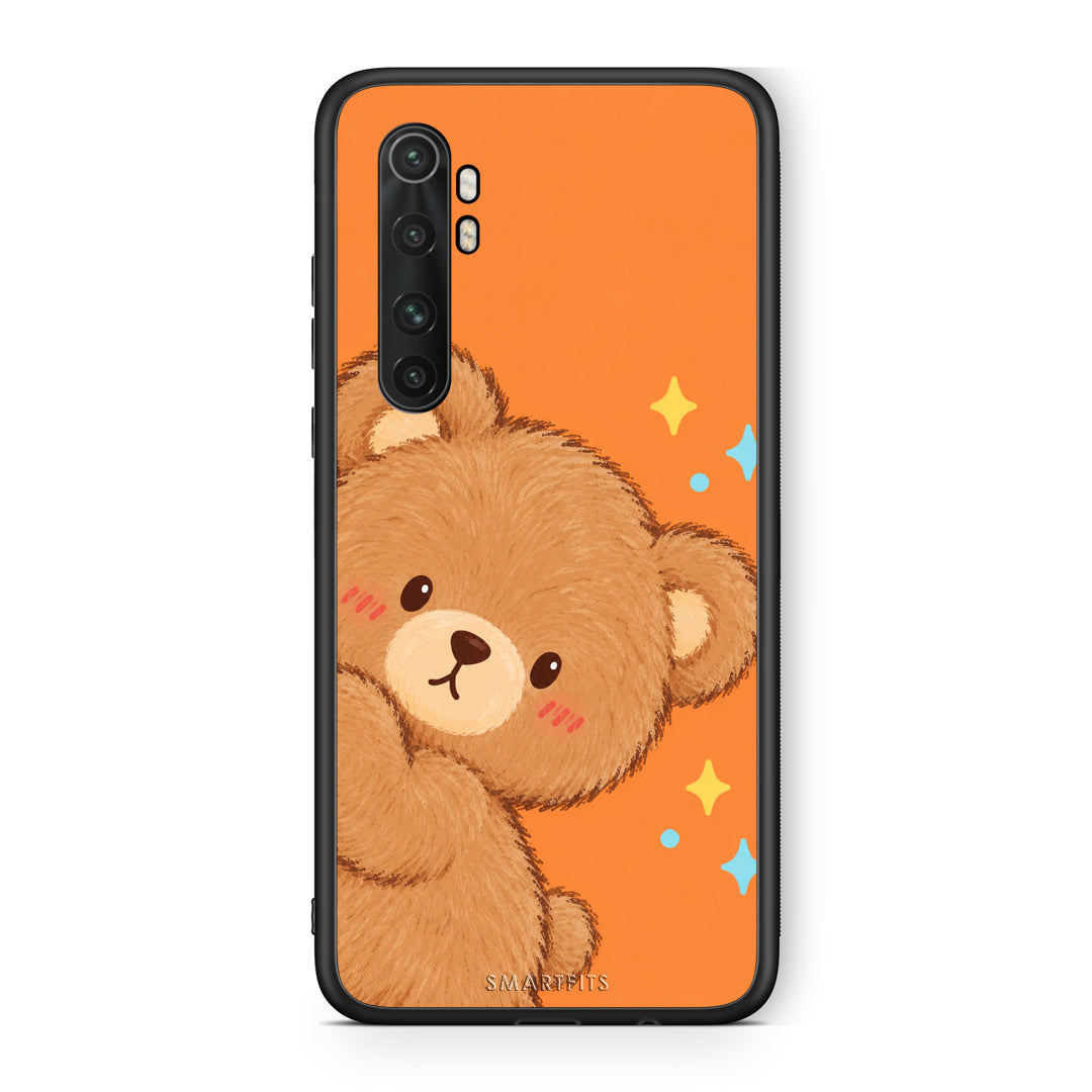 Θήκη Xiaomi Mi Note 10 Lite Peekaboo Teddy on Orange από τη Smartfits με σχέδιο στο πίσω μέρος και μαύρο περίβλημα | Xiaomi Mi Note 10 Lite Peekaboo Teddy on Orange case with colorful back and black bezels