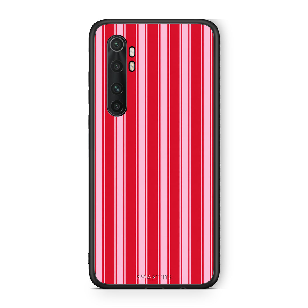 Θήκη Xiaomi Mi Note 10 Lite Red and Pink Vertical Pinstripes από τη Smartfits με σχέδιο στο πίσω μέρος και μαύρο περίβλημα | Xiaomi Mi Note 10 Lite Red and Pink Vertical Pinstripes case with colorful back and black bezels
