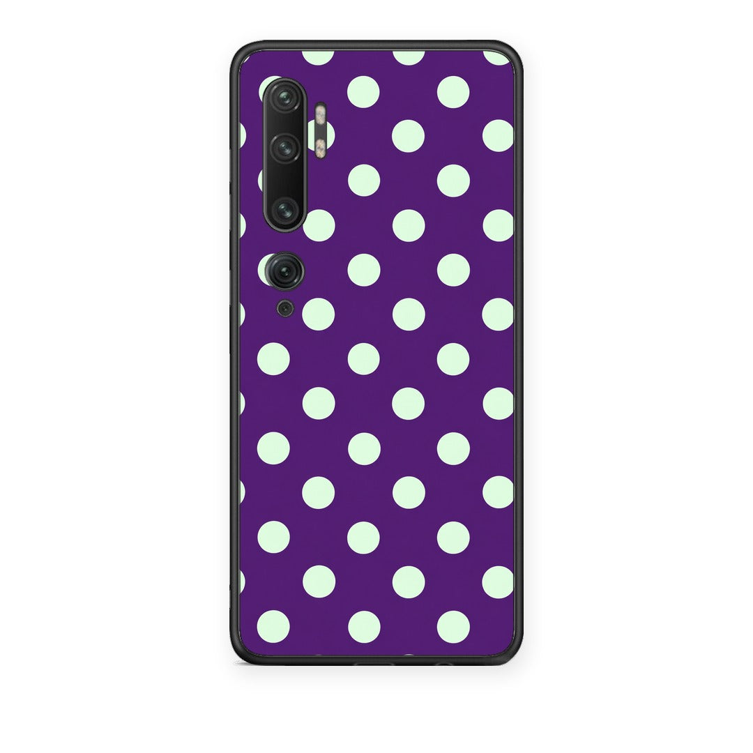 Θήκη Xiaomi Mi Note 10 / 10 Pro Mint Polka Dots on Purple από τη Smartfits με σχέδιο στο πίσω μέρος και μαύρο περίβλημα | Xiaomi Mi Note 10 / 10 Pro Mint Polka Dots on Purple case with colorful back and black bezels