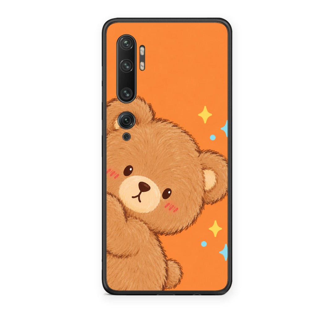 Θήκη Xiaomi Mi Note 10 / 10 Pro Peekaboo Teddy on Orange από τη Smartfits με σχέδιο στο πίσω μέρος και μαύρο περίβλημα | Xiaomi Mi Note 10 / 10 Pro Peekaboo Teddy on Orange case with colorful back and black bezels