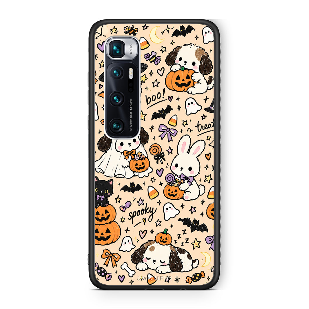 Θήκη Xiaomi Mi 10 Ultra Halloween Puppies and Friends on Cream από τη Smartfits με σχέδιο στο πίσω μέρος και μαύρο περίβλημα | Xiaomi Mi 10 Ultra Halloween Puppies and Friends on Cream case with colorful back and black bezels