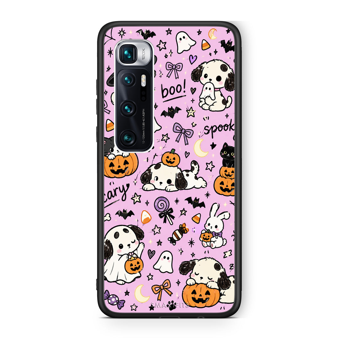 Θήκη Xiaomi Mi 10 Ultra Halloween Puppies and Friends on Lilac από τη Smartfits με σχέδιο στο πίσω μέρος και μαύρο περίβλημα | Xiaomi Mi 10 Ultra Halloween Puppies and Friends on Lilac case with colorful back and black bezels