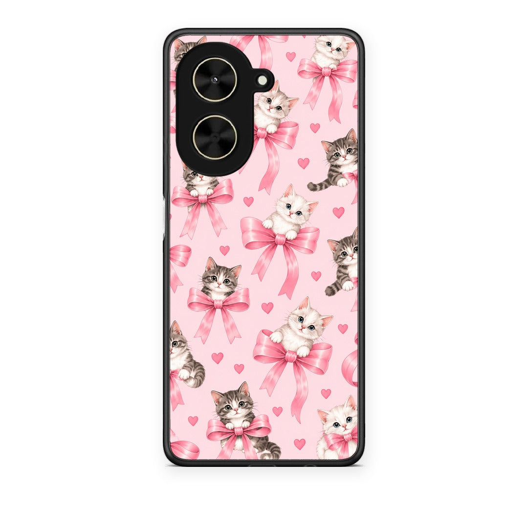 Θήκη Xiaomi Poco C71 Kittens and Pink Bows on Pink από τη Smartfits με σχέδιο στο πίσω μέρος και μαύρο περίβλημα | Xiaomi Poco C71 Kittens and Pink Bows on Pink case with colorful back and black bezels