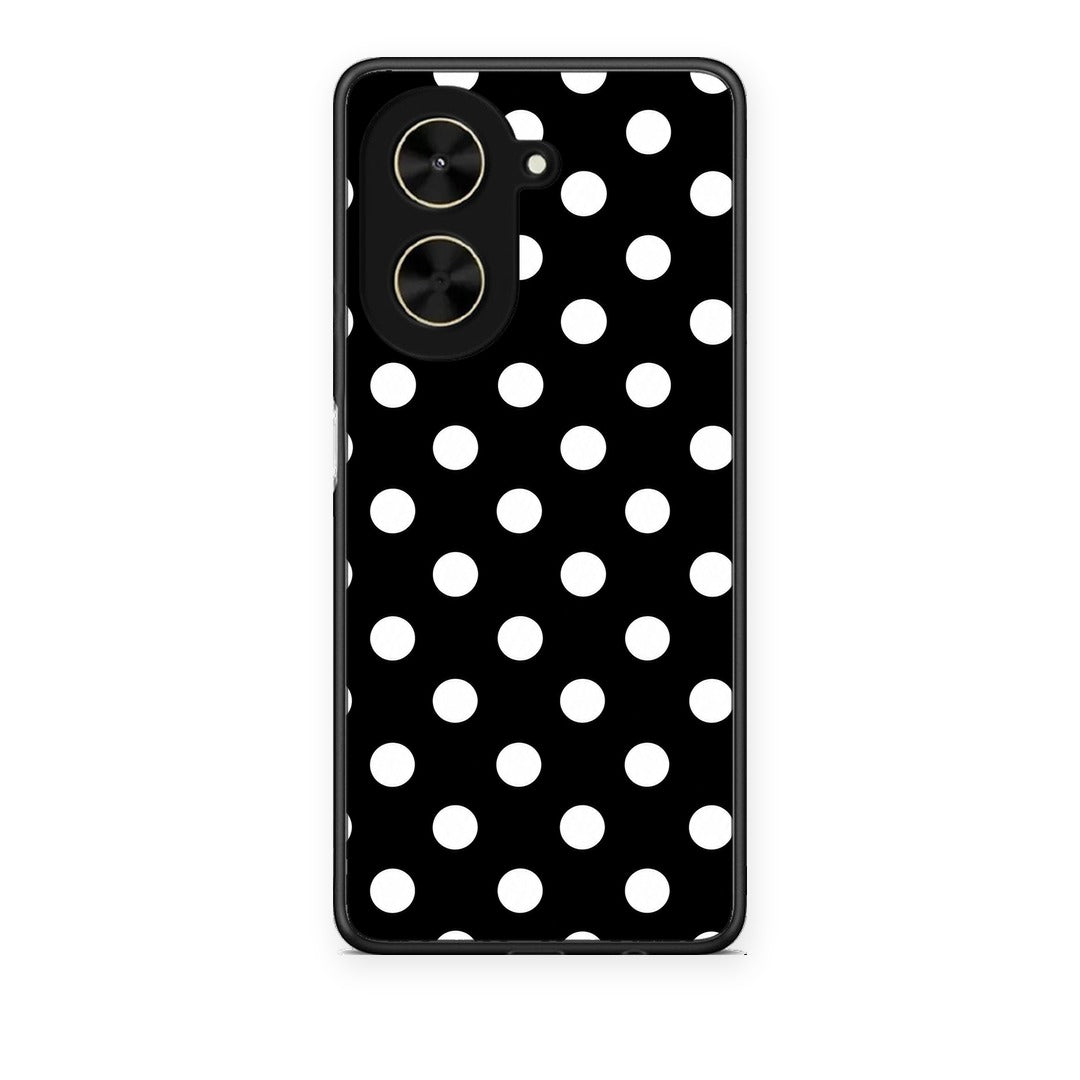 Θήκη Xiaomi Poco C71 White Polka Dots on Black από τη Smartfits με σχέδιο στο πίσω μέρος και μαύρο περίβλημα | Xiaomi Poco C71 White Polka Dots on Black case with colorful back and black bezels