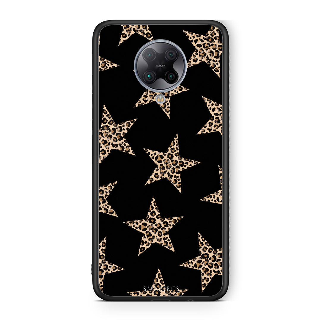 Θήκη Xiaomi Poco F2 Pro Leopard Stars on Black από τη Smartfits με σχέδιο στο πίσω μέρος και μαύρο περίβλημα | Xiaomi Poco F2 Pro Leopard Stars on Black case with colorful back and black bezels