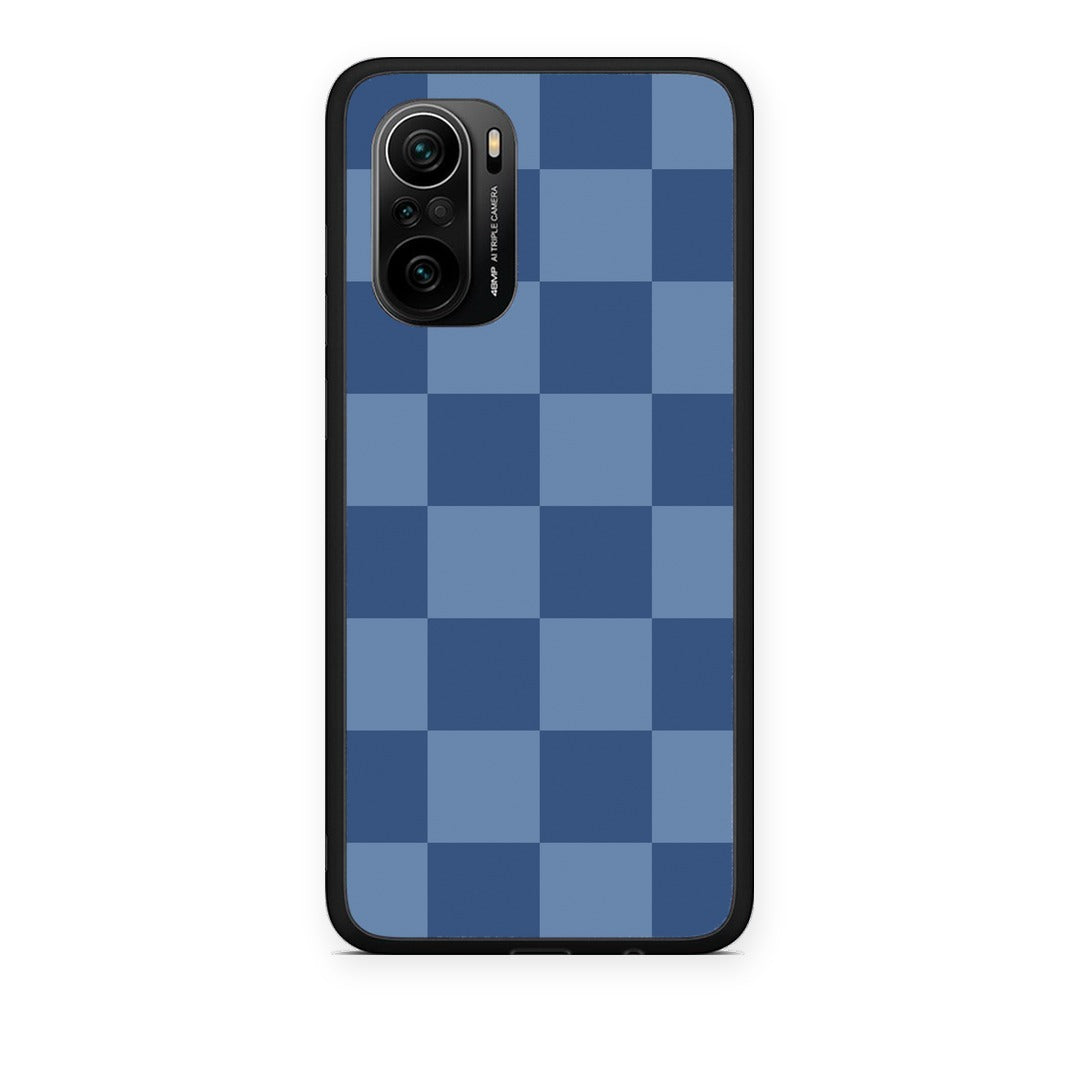 Θήκη Xiaomi Poco F3 Denim Blue Checkerboard από τη Smartfits με σχέδιο στο πίσω μέρος και μαύρο περίβλημα | Xiaomi Poco F3 Denim Blue Checkerboard case with colorful back and black bezels